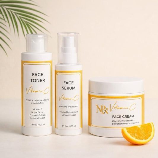 Vitamin C Brightening Skincare Set – Face Toner, Serum & Cream | Hydrating Anti-Aging Skin Care Kit