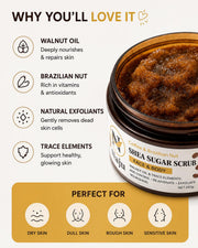 Shea Sugar Scrub Face & Body with Coffee & Brazilian Nut Oil | Exfoliating & Nourishing Scrub | 250g