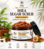 Shea Sugar Scrub Face & Body with Coffee & Brazilian Nut Oil | Exfoliating & Nourishing Scrub | 250g